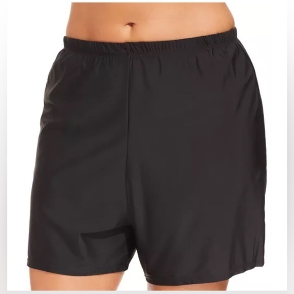 Island Escape Women's Black Swim Shorts Plus NWT 20W #2206